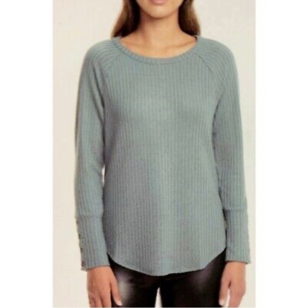 Anthropologie Chaser Long Sleeve Waffle Blue Top Size M
